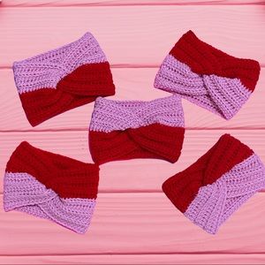 💕Crochet Twist-Front headband/ear warmers *Valentines Day*